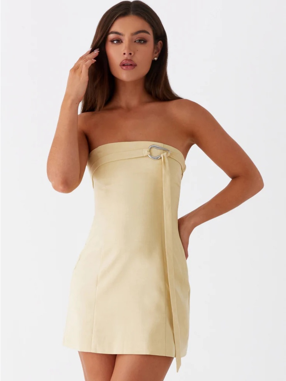 Peppermayo Saskia Mini Dress in Pale Yellow